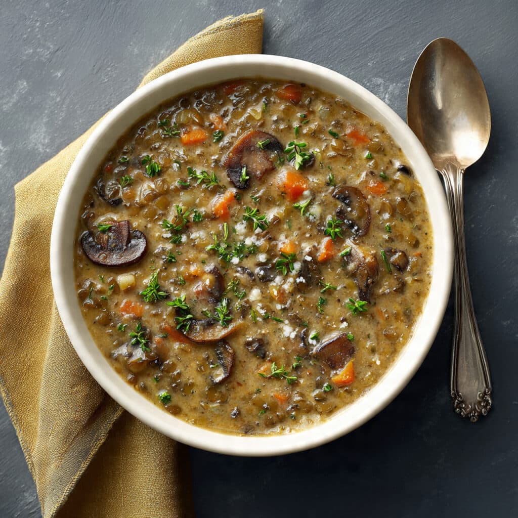 Creamy Mushroom Lentil Soup