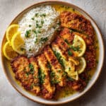 Crispy Chicken Cutlets with Lemon Garlic Butter Sauce