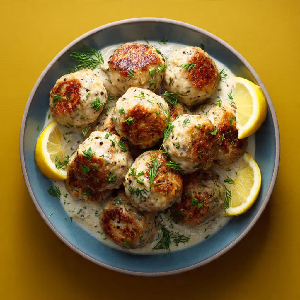 Creamy Lemon Pepper Chicken Meatballs