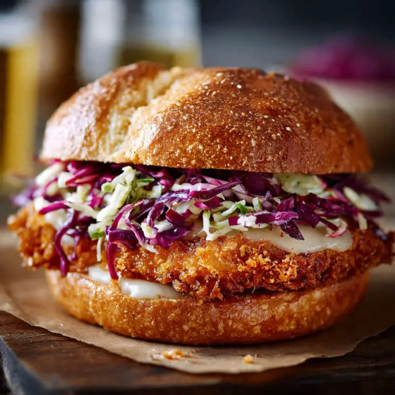 The Best Crispy Mozzarella Chicken Sandwich with Tangy Slaw