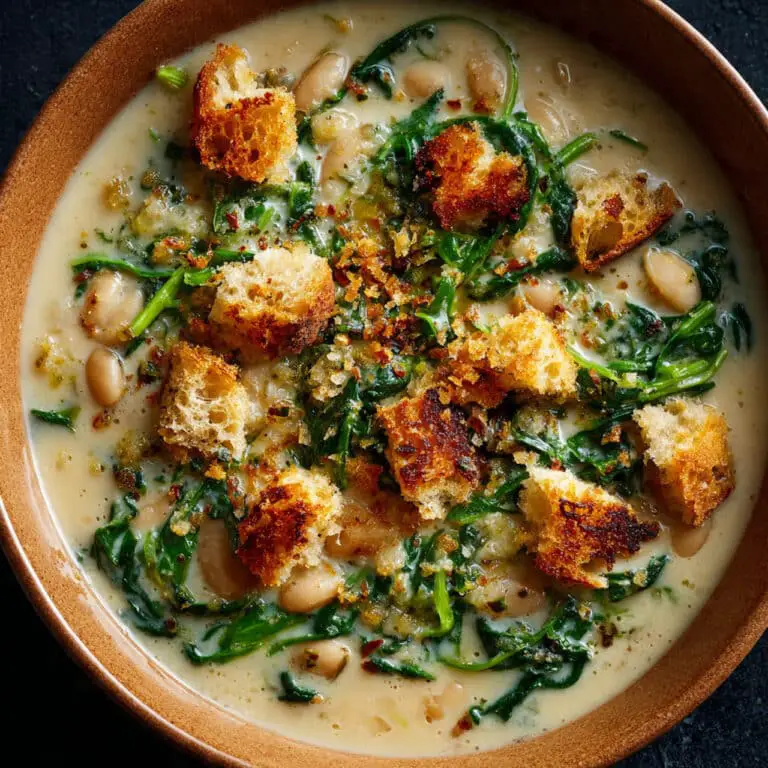 Creamy Cannellini Bean and Spinach Soup with Lemon-Garlic Breadcrumbs