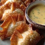 The Best Golden Baked Potstickers with Creamy Thai Curry Dip