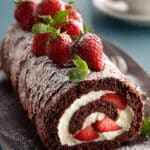 Chocolate-Covered Strawberry Swiss Roll Cake