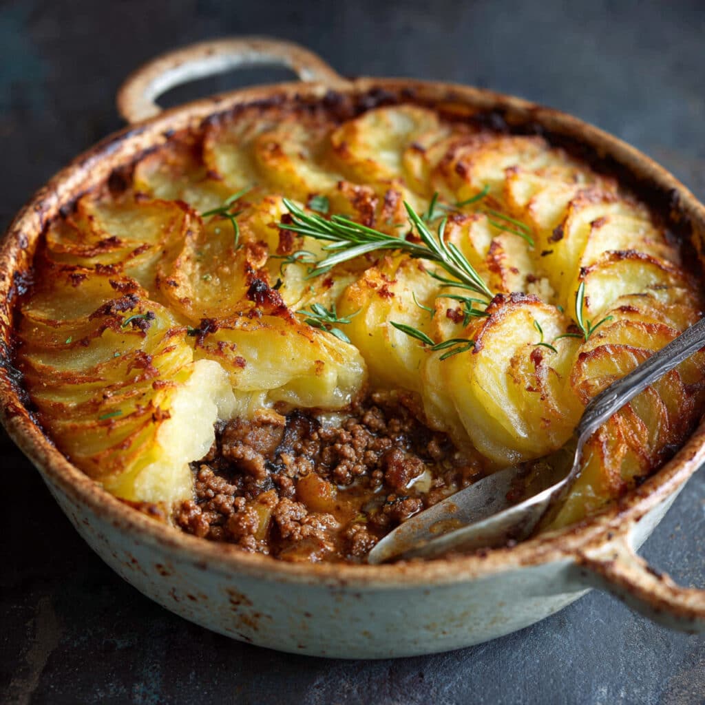 Mushroom, Ground Beef & Lentil Potato Hotpot