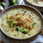 Velvety Broccoli Gruyère Soup crowned with Golden Garlic Crumbs