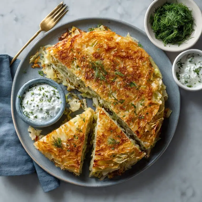 Crispy Cabbage Pie with Dill Cream Sauce