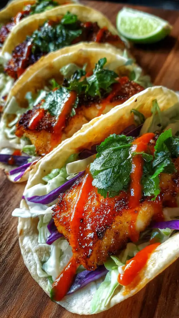 Zesty Fish Tacos with Spicy Sriracha Lime Sauce