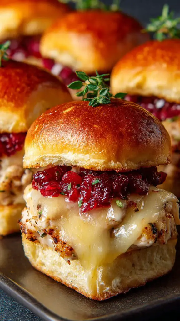 Cheesy Cranberry Turkey Sliders