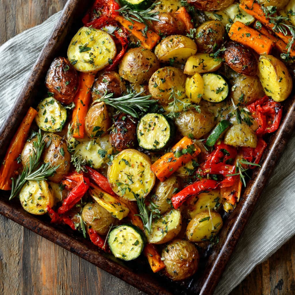 Garlic Herb Roasted Potatoes and Veggies