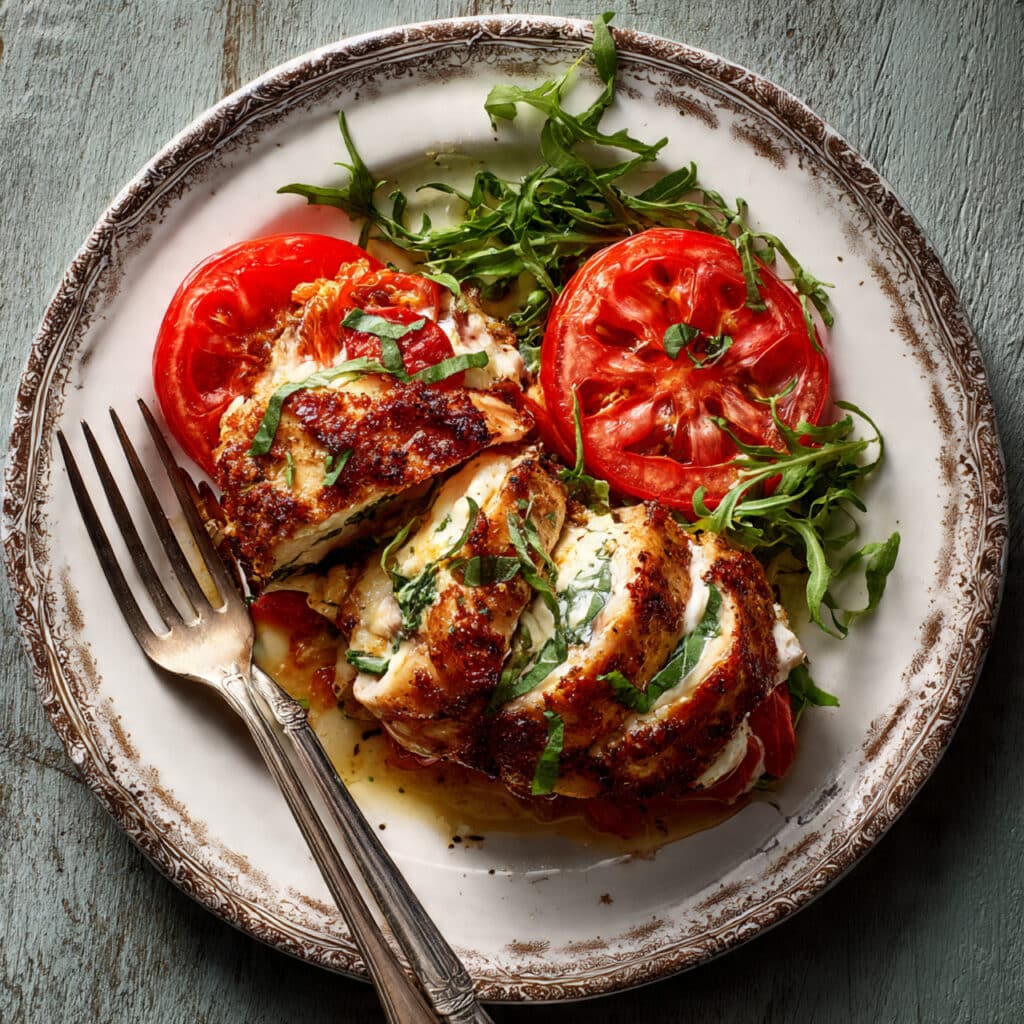 Tomato Burrata Stuffed Chicken