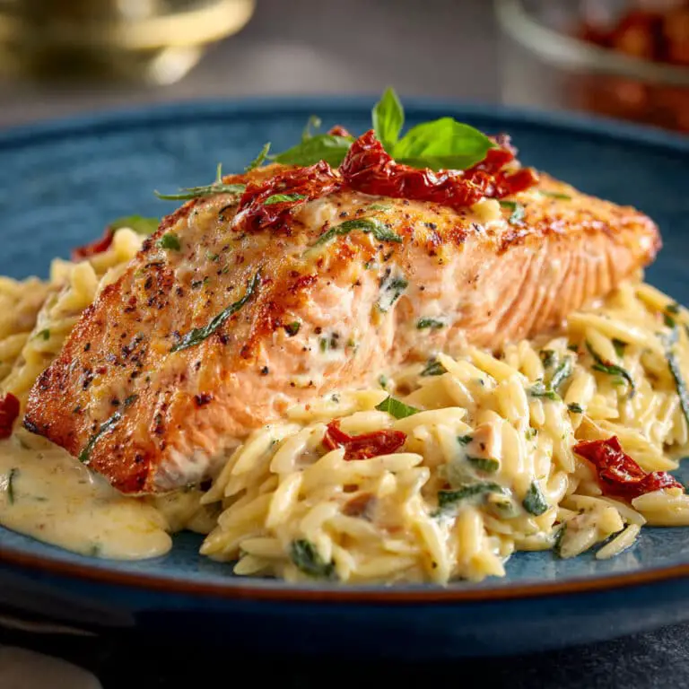 Creamy Sun-Dried Tomato Salmon & Orzo