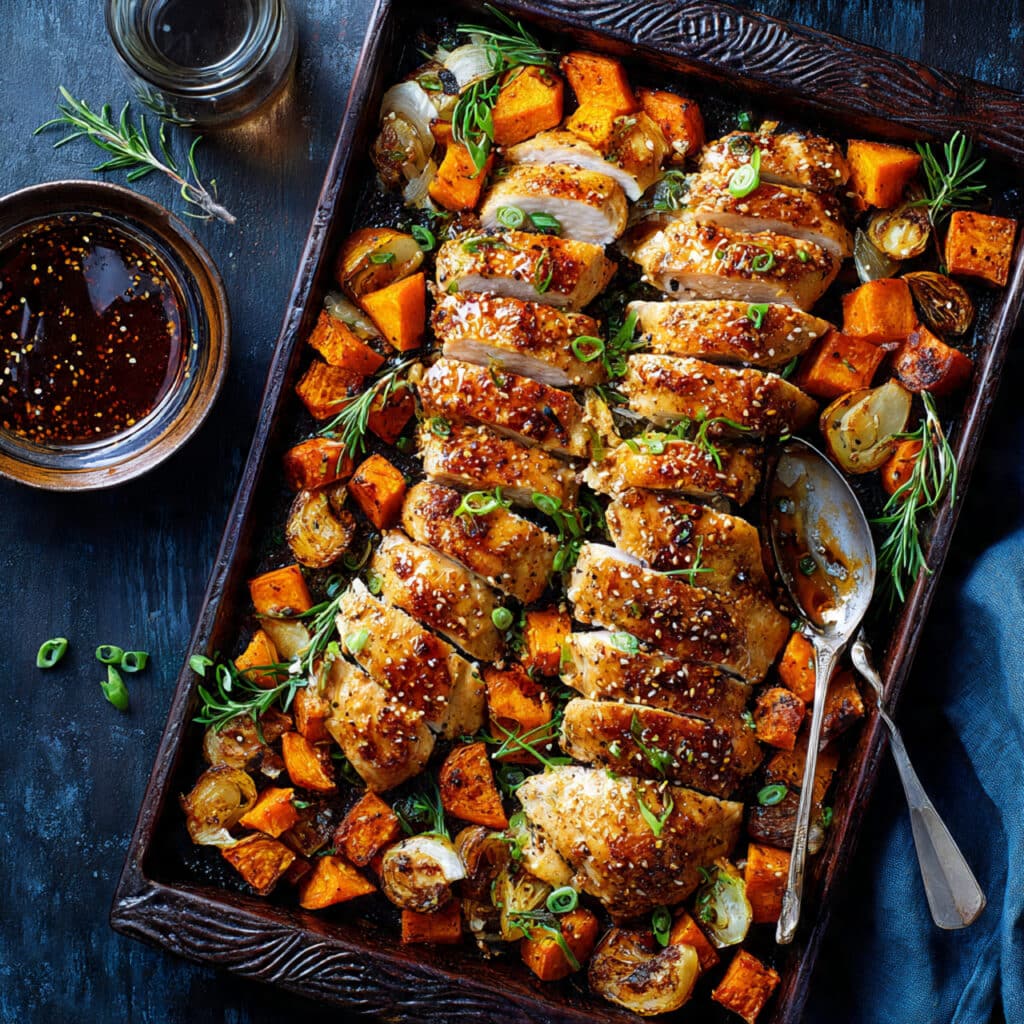 Sheet-Pan Miso Chicken & Sweet Potatoes