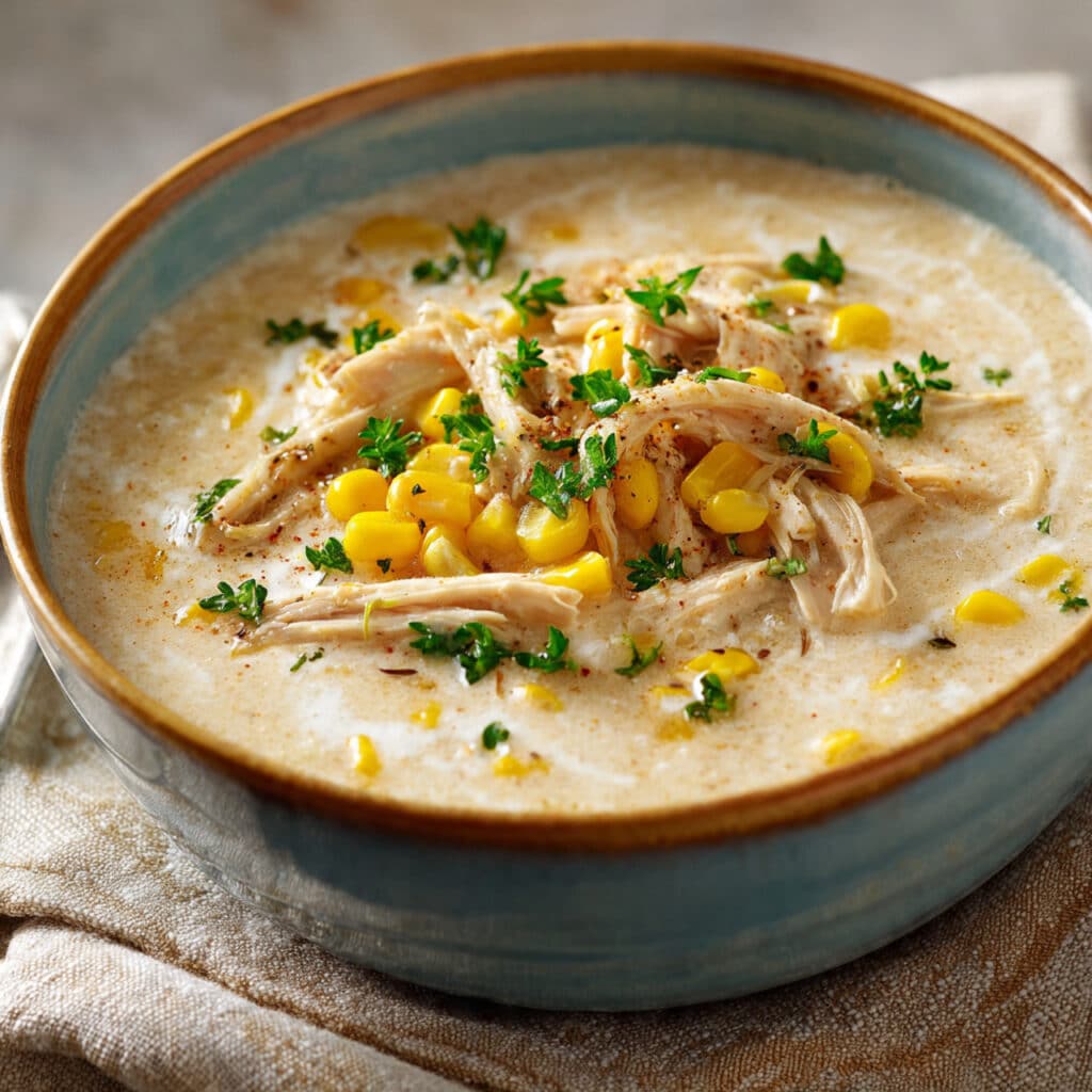 Slow Cooker Creamy Chicken & Corn Soup