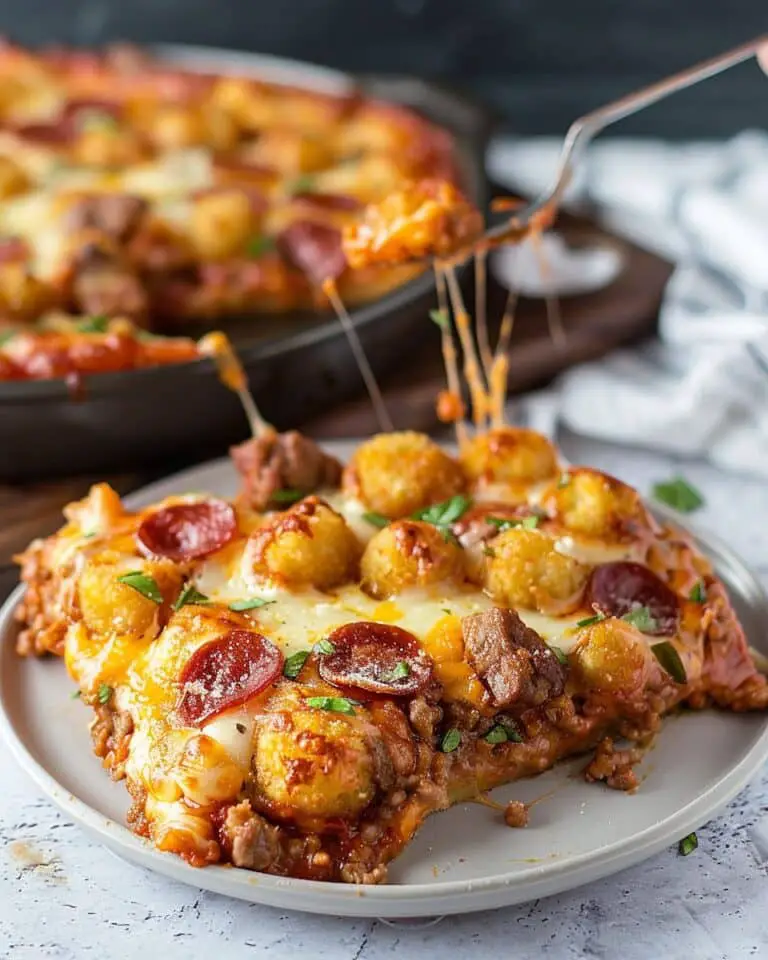 Meat Lovers’ Tater Tot Pizza Casserole