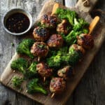 Teriyaki Meatball-Broccoli Kebabs