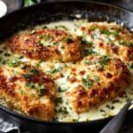 Crispy Parmesan Chicken with Creamy Garlic Sauce