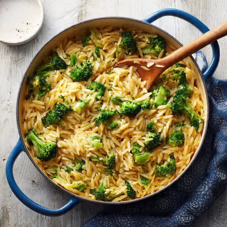 Creamy One-Pot Broccoli Cheddar Orzo