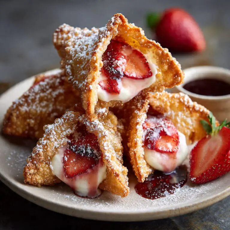 Deep-Fried Strawberry Cheesecake Stuffed Wonton Bites