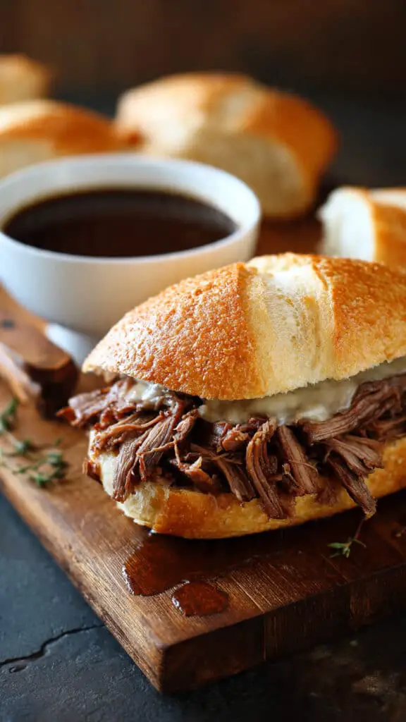 Crockpot French Dip Sandwiches