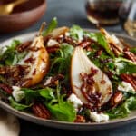 Fresh Pear Salad with Crunchy Candied Pecans & Tangy Balsamic