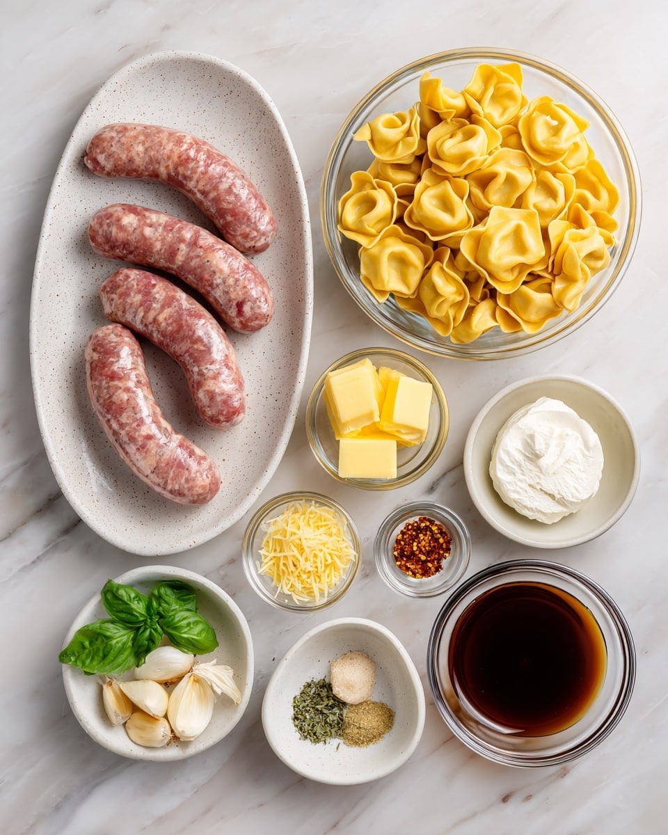 A white bowl filled with several layers of round, yellow tortellini pasta, slightly browned on edges, mixed with bright green broccoli florets and small pieces of browned ground meat scattered evenly on top and throughout. The dish is sprinkled with finely grated white cheese that adds a soft texture contrast. The bowl sits on a brown granite surface. Photo taken with an iphone --ar 4:5 --v 7