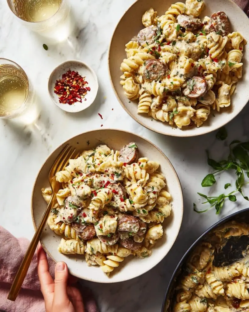 One Pot Creamy Cajun Sausage Pasta Recipe