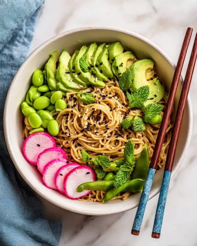 Bright Sesame Soba Noodles with Avocado, Snap Peas, and Fresh Mint Recipe