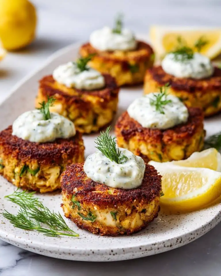 Irresistible Baked Crab Cakes with Lemon Dill Sauce Recipe