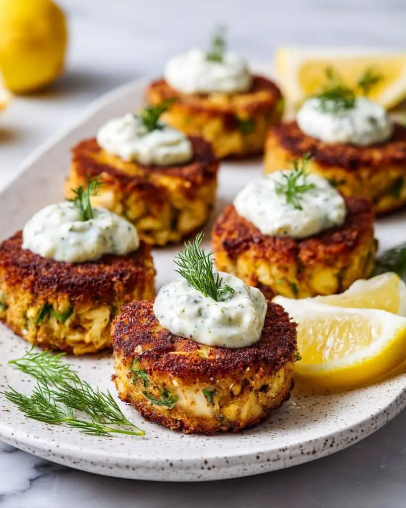 Irresistible Baked Crab Cakes with Lemon Dill Sauce Recipe