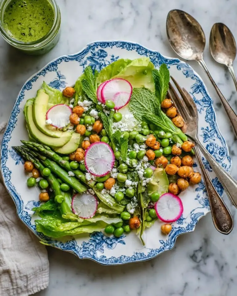 Bright Spring Salad with Asparagus, Peas, Feta, and Herb Vinaigrette Recipe