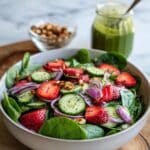 Strawberry Spinach Salad with Poppyseed Dressing and Spicy Honey Glazed Pistachios Recipe