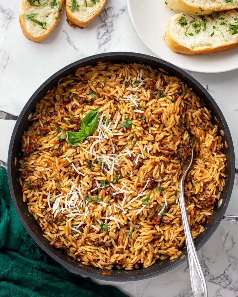 Ground Beef and Orzo Skillet Recipe