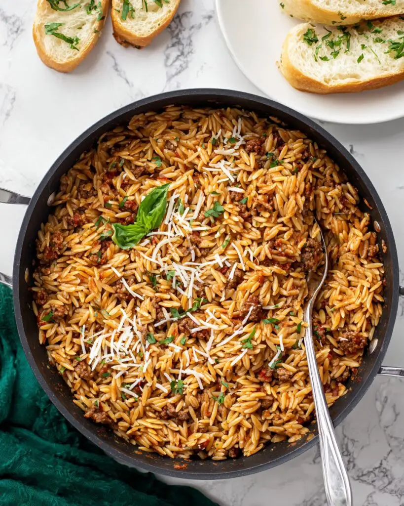 Ground Beef and Orzo Skillet Recipe