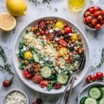 Cherry Tomato Couscous Salad with Feta and Roasted Chickpeas Recipe