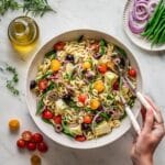 Vegan Pasta Salad with Tangy Tahini Dressing and Colorful Veggies Recipe