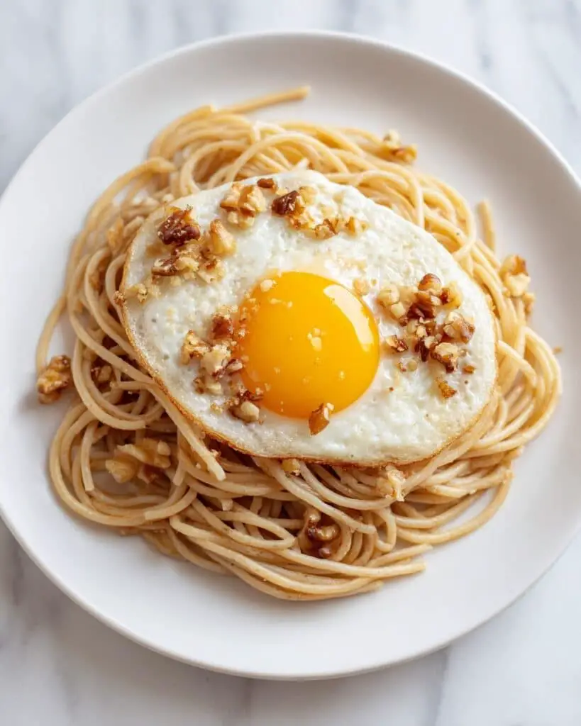 Brown Butter Pasta with Walnuts and a Runny Fried Egg Recipe