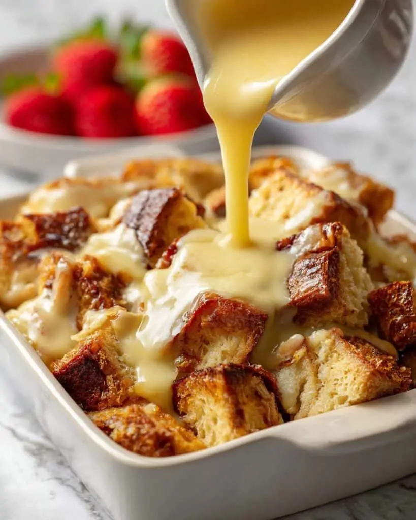 Espresso Orange Brioche Bread Pudding with Hazelnut Vanilla Sauce Recipe