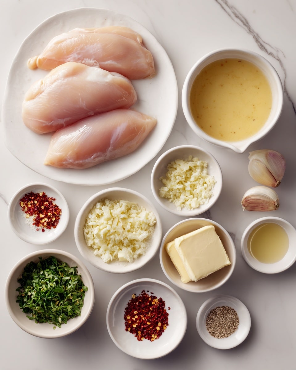 A black skillet holds a dish with three golden brown chicken pieces on top of a creamy light yellow sauce with green herb specks. Underneath and around the chicken, there are cooked slices of bright red and yellow bell peppers and green zucchini rounds. On the side, there is a large serving of fluffy white rice mixed with small green herb bits. The food is vibrant, with the chicken showing a slightly crispy texture and the vegetables soft and glossy. The background is a white marbled texture. photo taken with an iphone --ar 4:5 --v 7