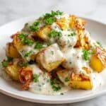 Gourmet Smashed Potatoes with Creamy Herb Sauce Recipe