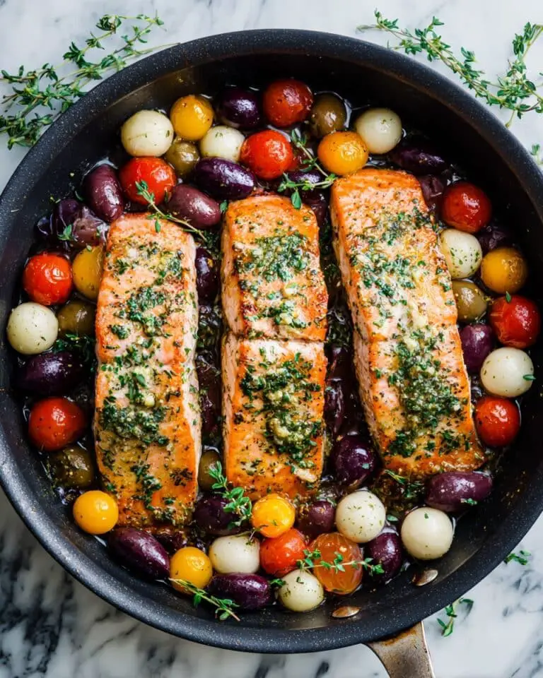 Pan-Seared Salmon with Cherry Tomatoes and Marinated Mozzarella Recipe