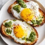 Pesto Eggs on Toast with Goat Cheese Recipe
