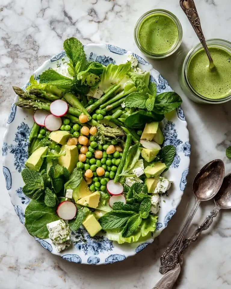 Bright Spring Salad with Asparagus, Peas, Radishes, Feta, and Herb Vinaigrette Recipe