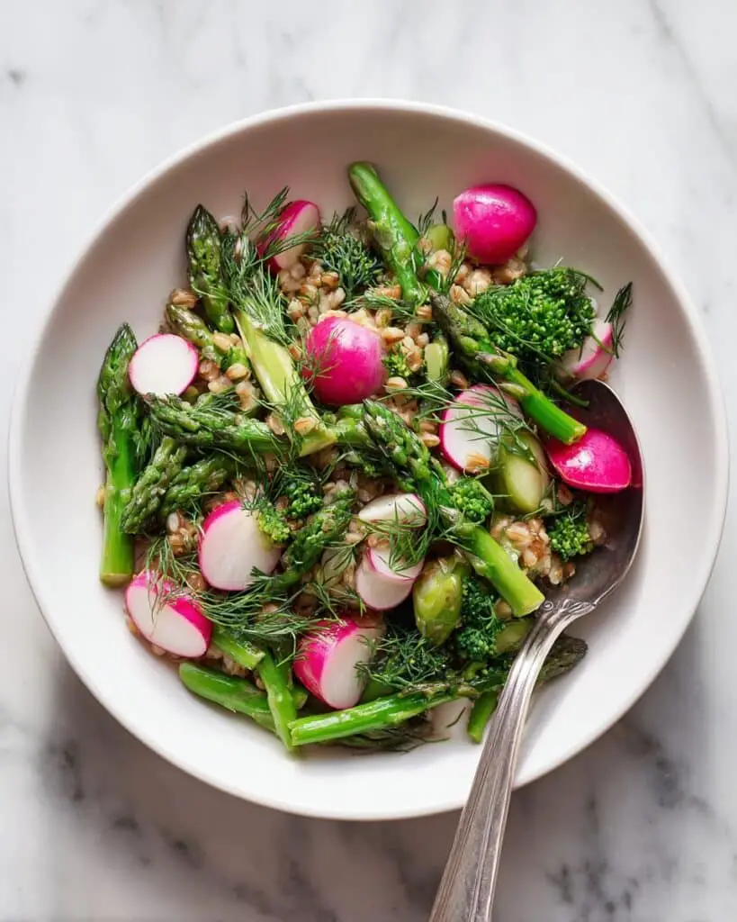 Spring Farro Salad with Roasted Vegetables and Fresh Herbs Recipe