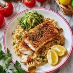 Honey Dijon Crusted Salmon with Creamy Lemon Garlic Orzo Recipe