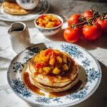 Oatmeal Cardamom Yogurt Pancakes with Caramel Pear Compote Recipe