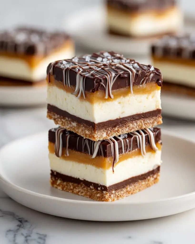 Salted Caramel Cheesecake Crunch Bars Recipe