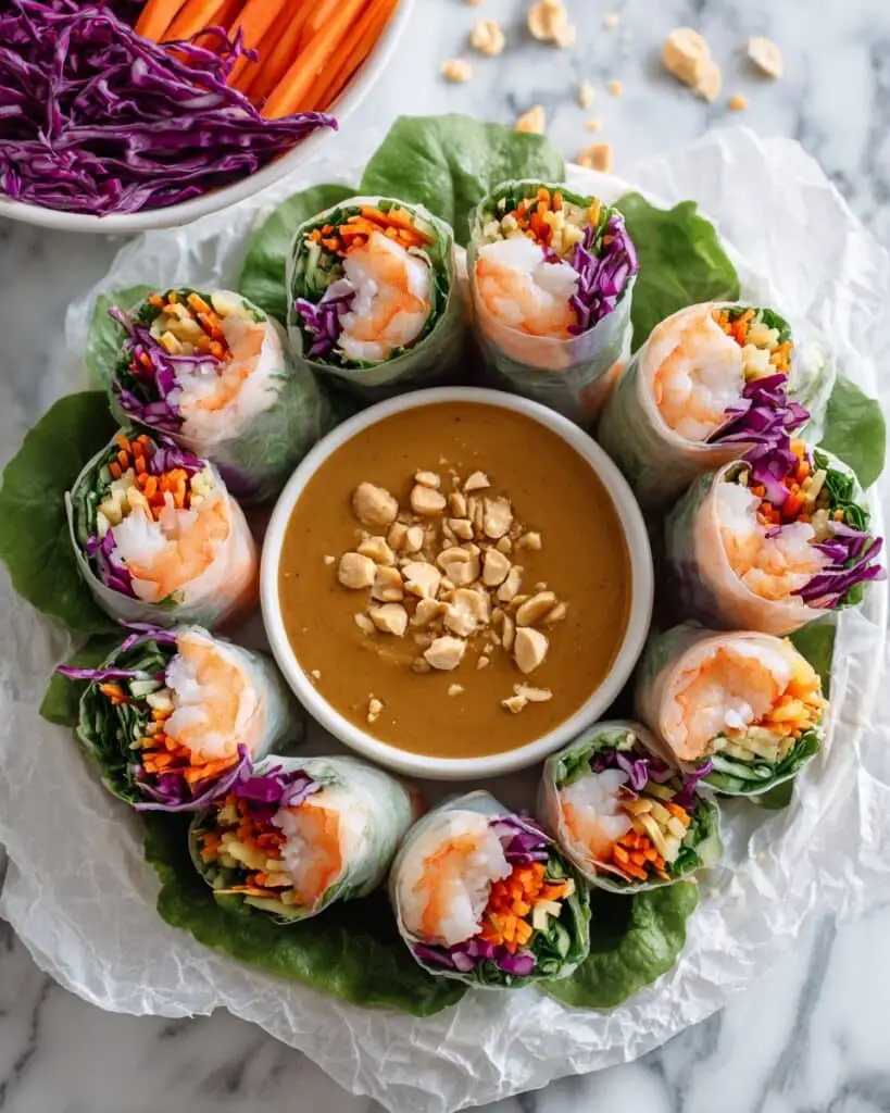 Fresh Shrimp and Mango Rice Paper Rolls with Lime Peanut Dipping Sauce Recipe