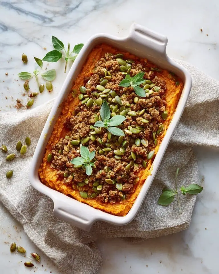 Make Ahead Sweet Potato Casserole with Vanilla Bean Brown Butter and Streusel Topping Recipe