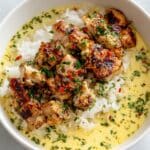 Garlic Parmesan Chicken Scampi with Creamy Rice Recipe
