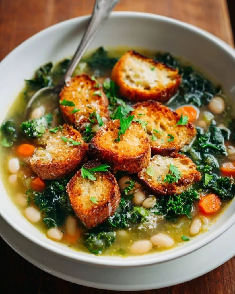 Hearty Kale Bean Soup with Aromatic Vegetables and Lemon Recipe